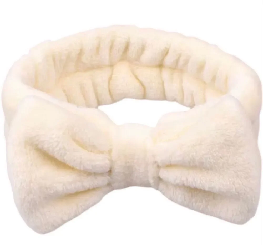 The Crème Shop Cream Plush Bow Spa Headband Makeup Skincare Hair Band